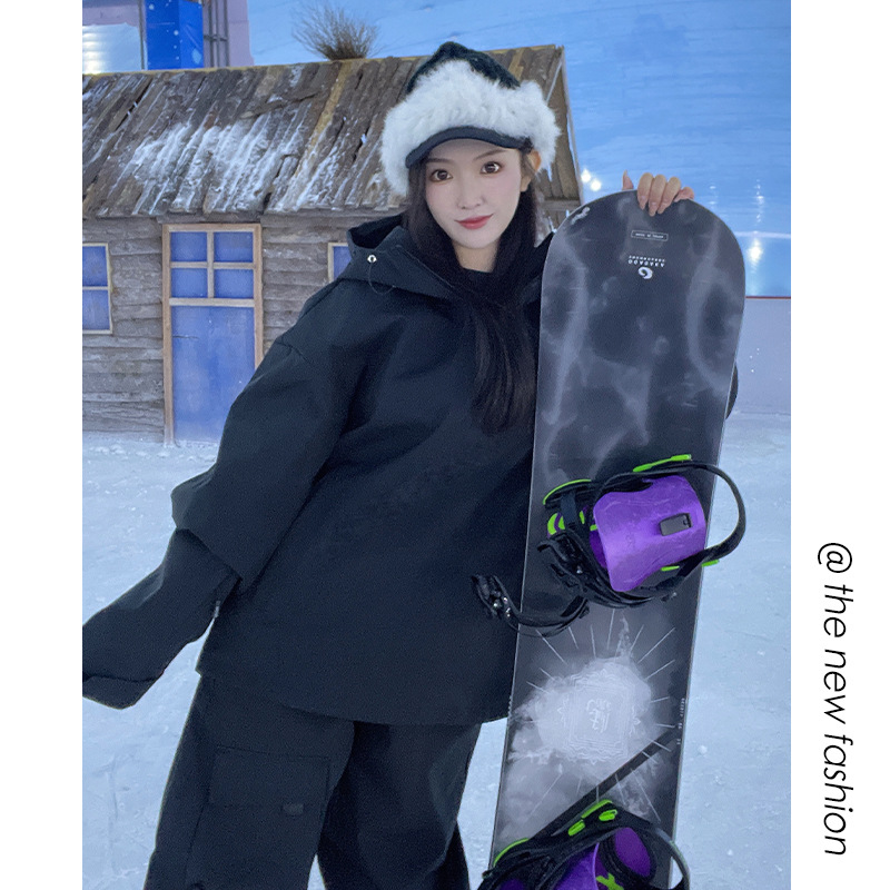 Picture of in stock Wholesale Snowboard Ski Suit Hooded Girls Bright Color Waterproof Warm fleece-lined Thickened Jacket Mountaineering Suit