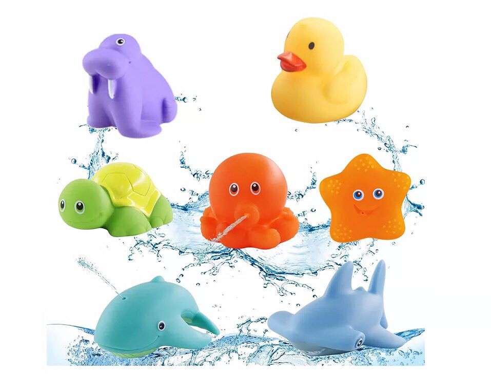 Picture of Children's water spray temperature-sensitive color-changing animal bathroom toy shark fishing Bath Pond glue playing water fishing fish toy