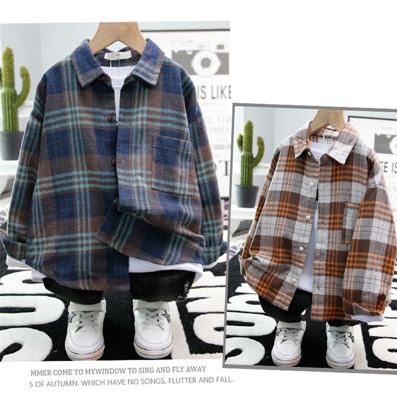 Picture of Boys' Long-Sleeved Shirts 2025 Spring & Fall New European and American Kidsren's Plaid Brushed Shirts Are Ready for Direct Supply and Dropshipping