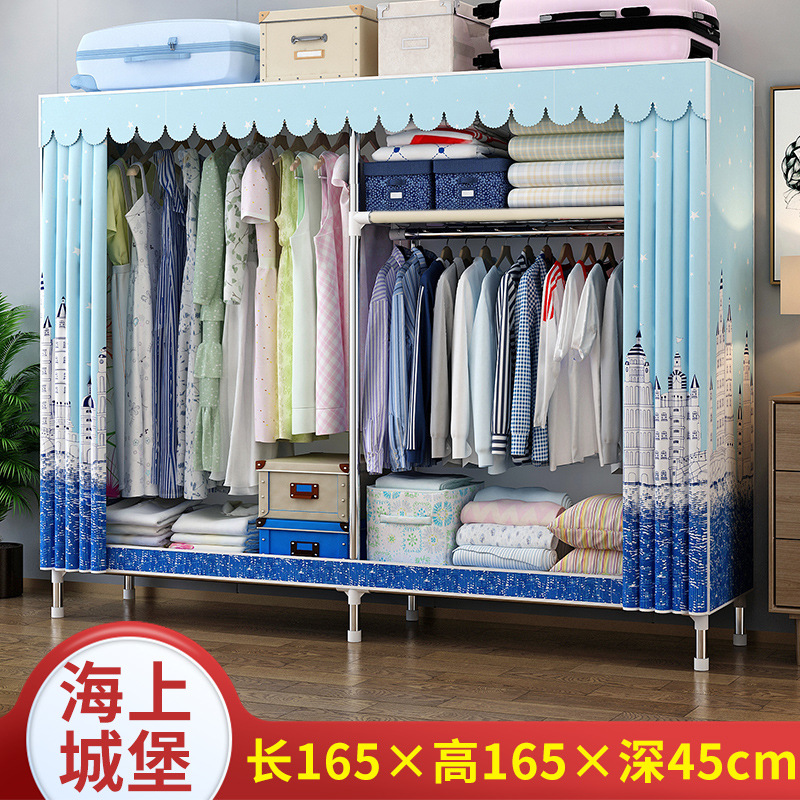 Picture of 2025 New Steel Pipe Fabric Wardrobe Simple Assembly Wardrobe Home Bedroom Cabinet Rental Single Wardrobe