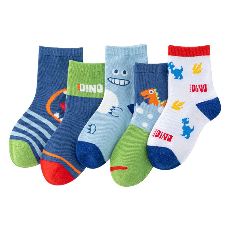 2023 Autumn and Winter Children's Socks Cartoon Baby Socks Boys and Girls Medium and Large Children's Socks Solid Color Cotton Student Socks for Small and Medium-Sized Children