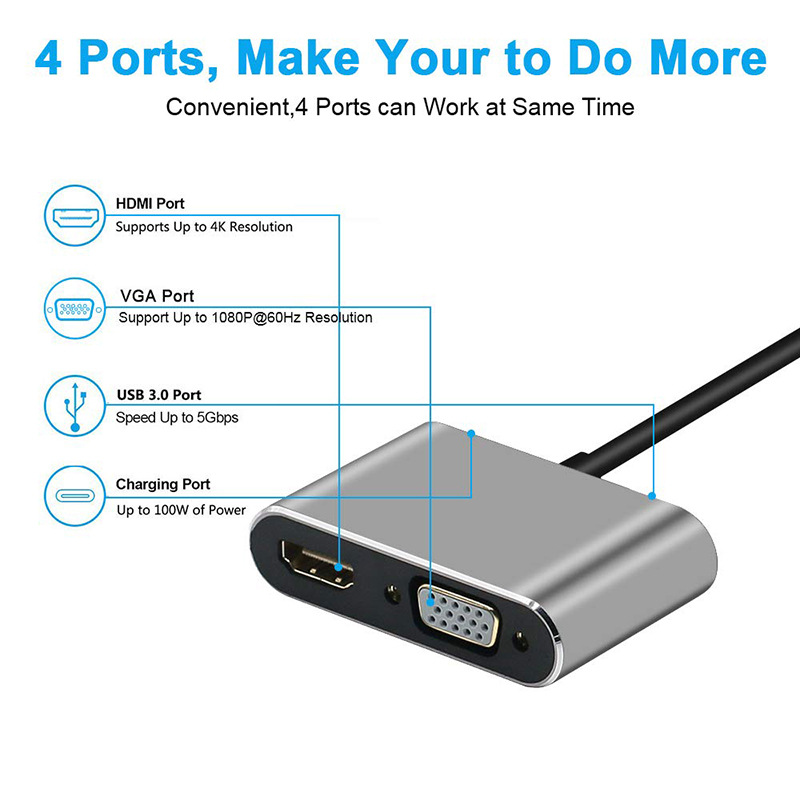 Picture of Typec Docking Station Switch Game Console Computer Mobile Phone Usb-C to Hdmi4K Vga Four-In-One Docking Station