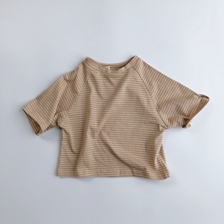Picture of South Korea Children's Wear Summer Children's Korean-style Basic Striped T-shirt Short Sleeve Half Sleeve Thin Round Neck Middle Sleeve T for Boys and Girls