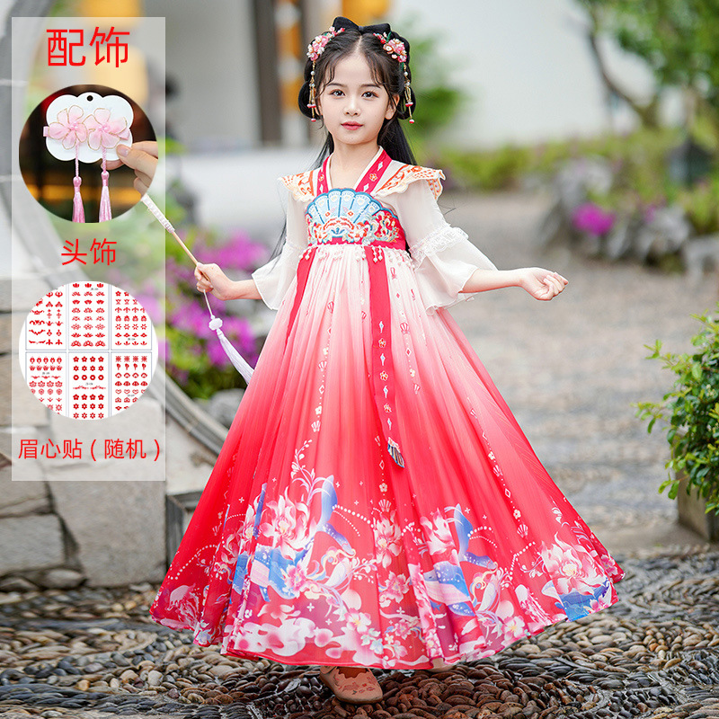Picture of Han Dynasty Girls 2025 New Summer Chinese Style Tang Suit Children's Super Fairy Ancient Style Ruirt Girls Ancient Costume Dress