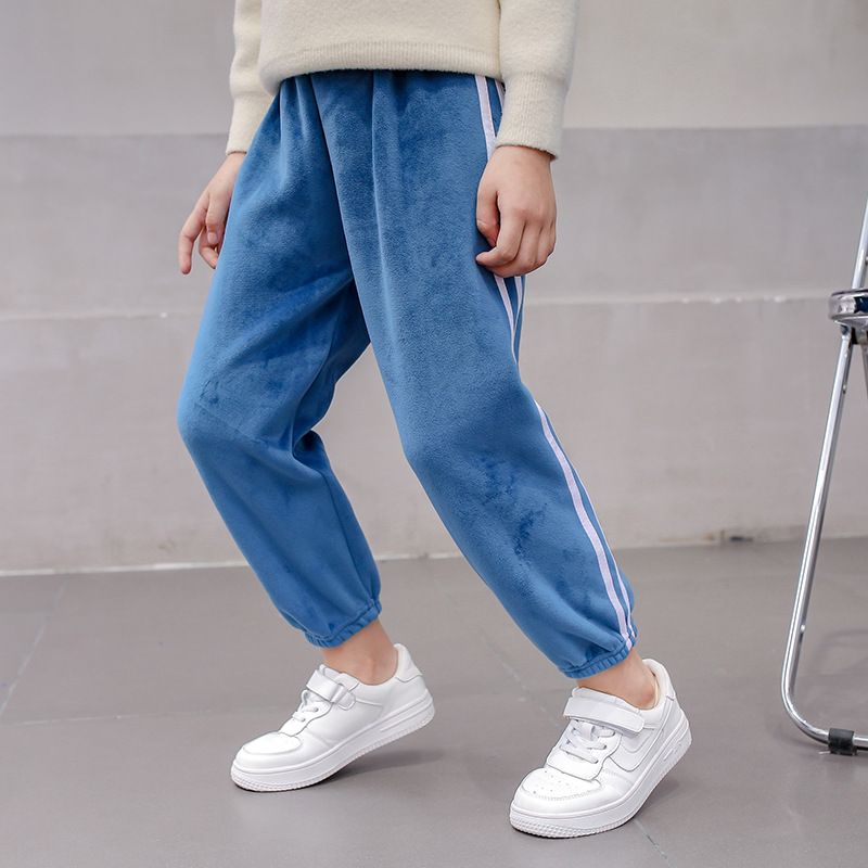 Picture of Children's gold velvet winter thick colorful breathable solid color sports pants casual pants warm pants wholesale generation