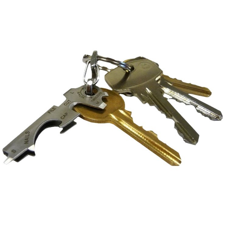Picture of Factory Direct Sales Edc Tool Buckle Stainless Steel 8-in-1 Keychain Portable Gadget Multi-Function Key Clip
