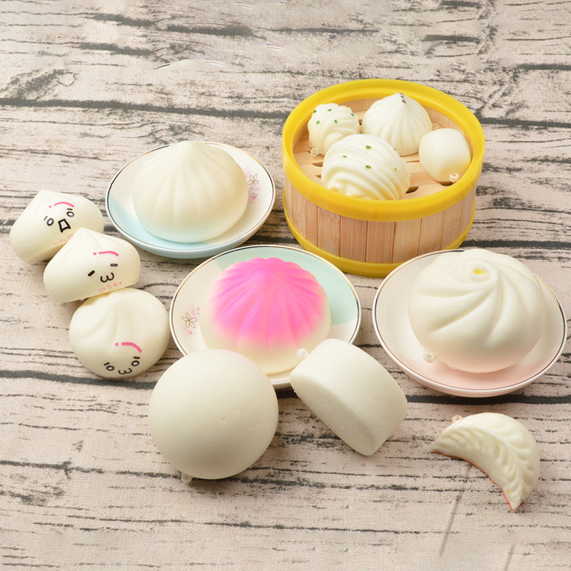 Picture of PU slow rebound simulation steamed buns dumplings flower roll model fake food food decompression pinch music toys