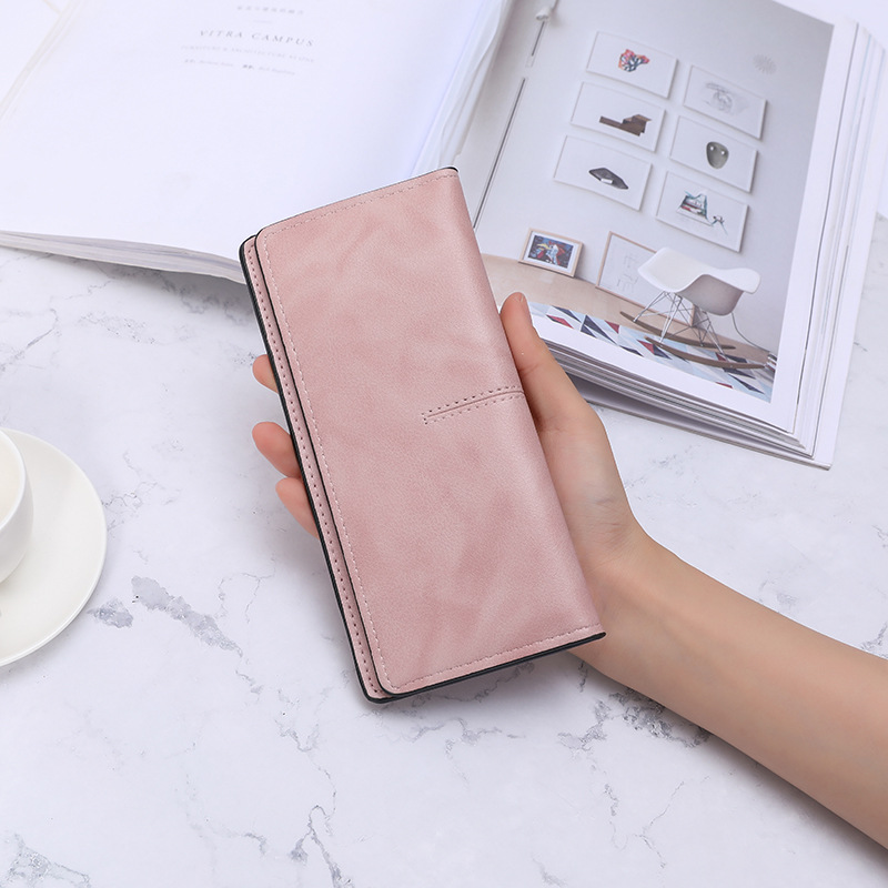 Picture of Korean Style Wallet Women's Long Solid Color Simple Thin Wallet Multi-Card Anti-degaussing Retro Change Clutch Bag for Women