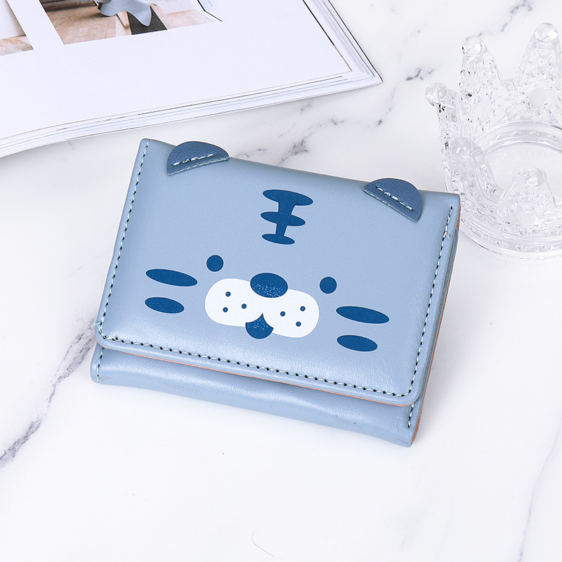 Picture of Korean Style New Small Wallet Women's Short Three-fold Cute Printed Cartoon Student Three-fold Multi-card Bits Folding Coin Clip