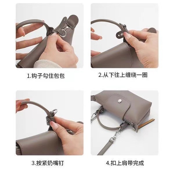Picture of Mini Dumpling Bag Cowhide Shoulder Strap Punch-Free Crossbody Bag with Mini Adjustable Replacement Genuine Leather Strap