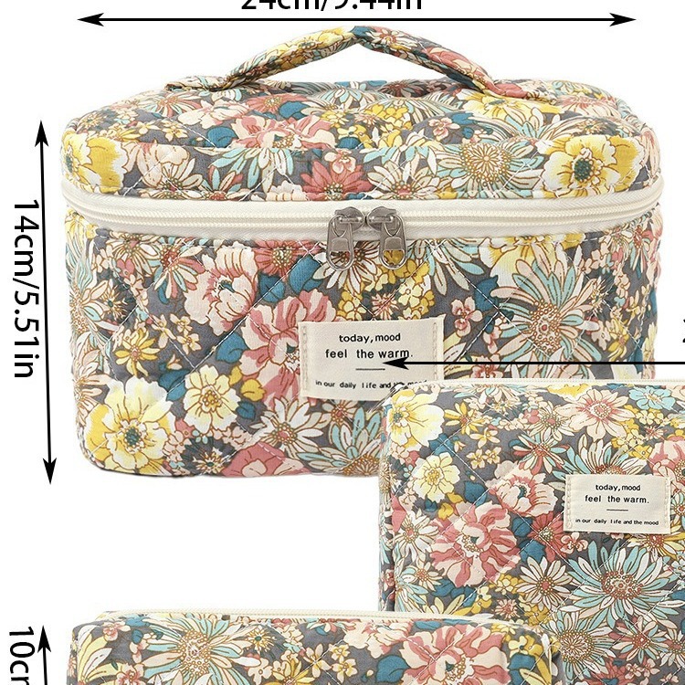 Picture of Cross-border Super New Cotton Cosmetic Bag Niche Portable Washes Storage Bag Floral Ins Cute Quilted