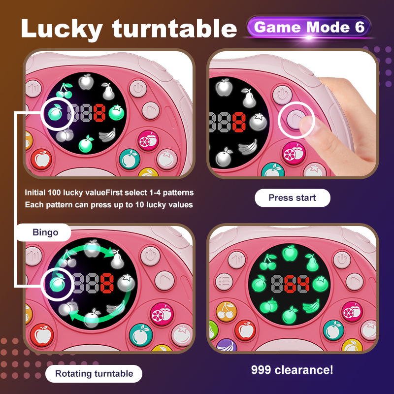 Picture of Cross-border children's educational sound and light music speed push press music fruit finger through competitive game machine decompression toy