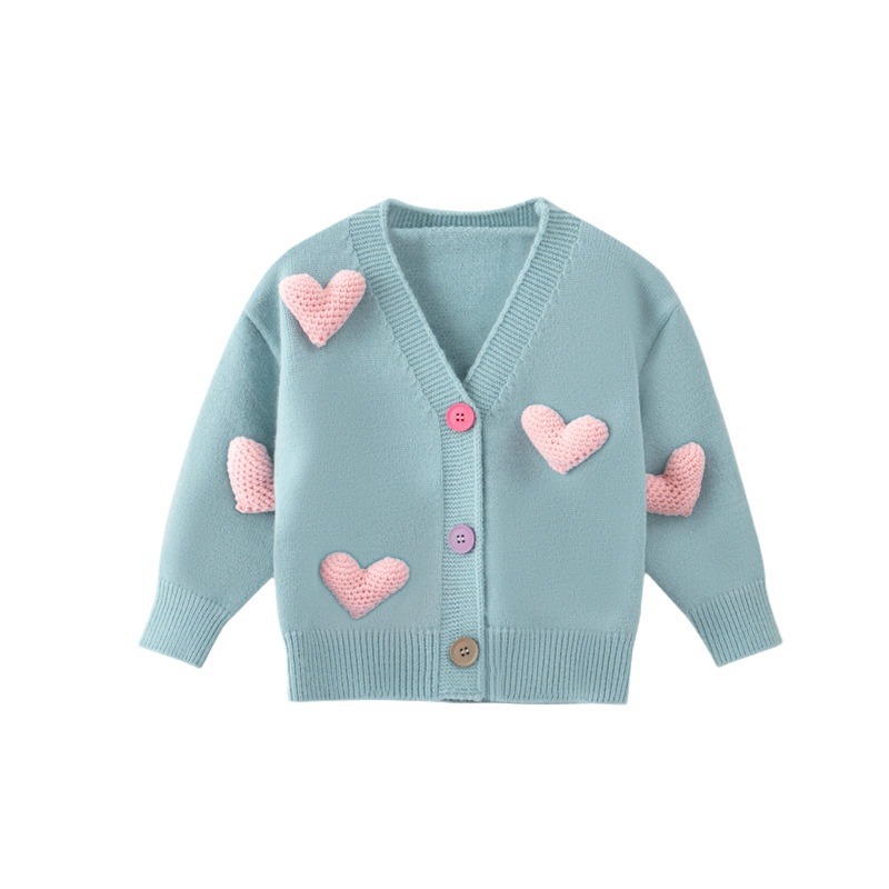 Picture of Spring New Girls knitted casual cute love cardigan outer wear fashion sweater tutu skirt matching suit