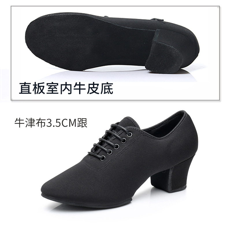 Picture of Female Adult Latin Dance Shoes Teacher's Shoes Oxford Cloth Mid-Heeled Square Dance Shoes Dancing Soft Sole Ballroom Dance Breathable