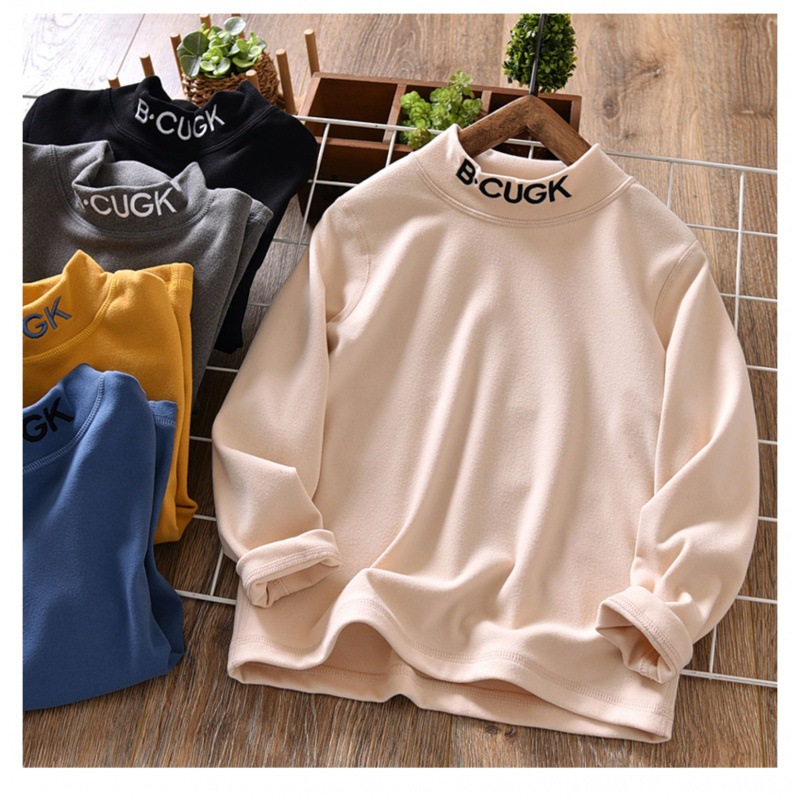 Children's clothing winter boys' de Velvet bottoming shirt middle and big children's long-sleeved half turtleneck top boys' Western style children's warm shirt
