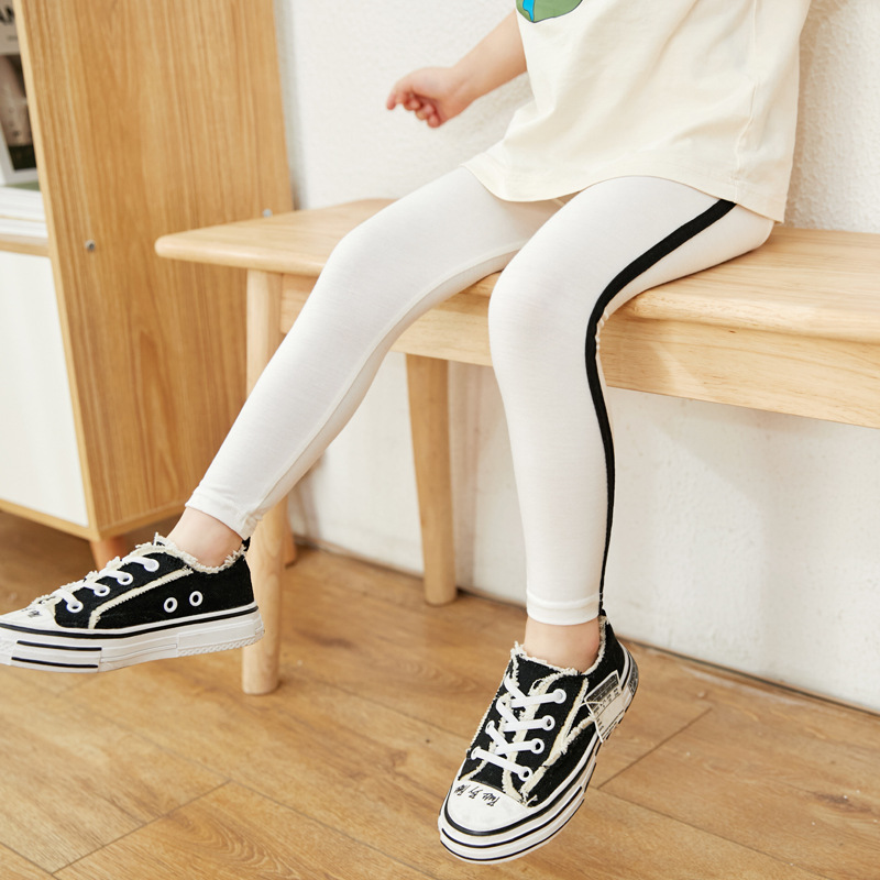 Picture of New Girls' Leggings for Outer Wear Spring & Fall New Korean Style Pure Color Three-Bar Modal Kidsren's Thin Leggings