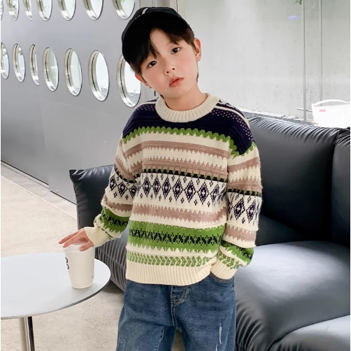 Picture of Children's Wear Boy's Sweater Autumn 2023 New Children's Retro Trendy Autumn Bottoming Sweater Western Style Boy