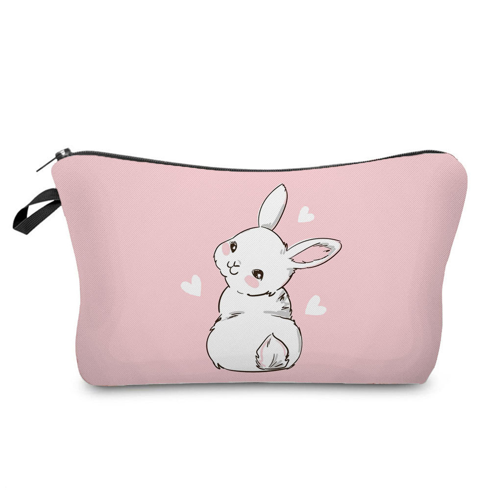 Picture of Trendy cartoon new rabbit printed cosmetic bag fashionable cute drop-resistant storage bag large capacity wash bag