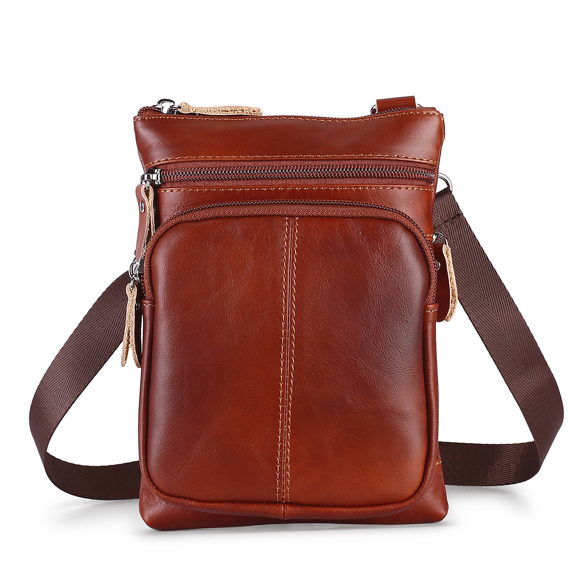 Picture of Cross-border New Men's Fashion Shoulder Bag Genuine Leather Business Casual Crossbody Bag Men's Retro Large Capacity Cowhide Satchel