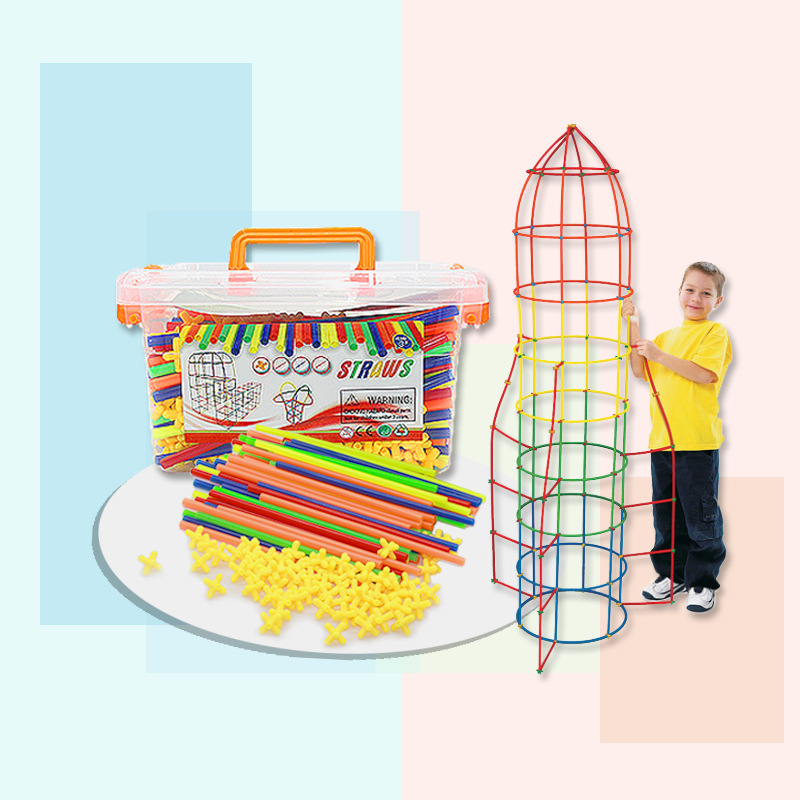 Picture of Yiwu foreign trade toys creative 4D straw assembly block kindergarten children's toys early education 3-7 years old diy