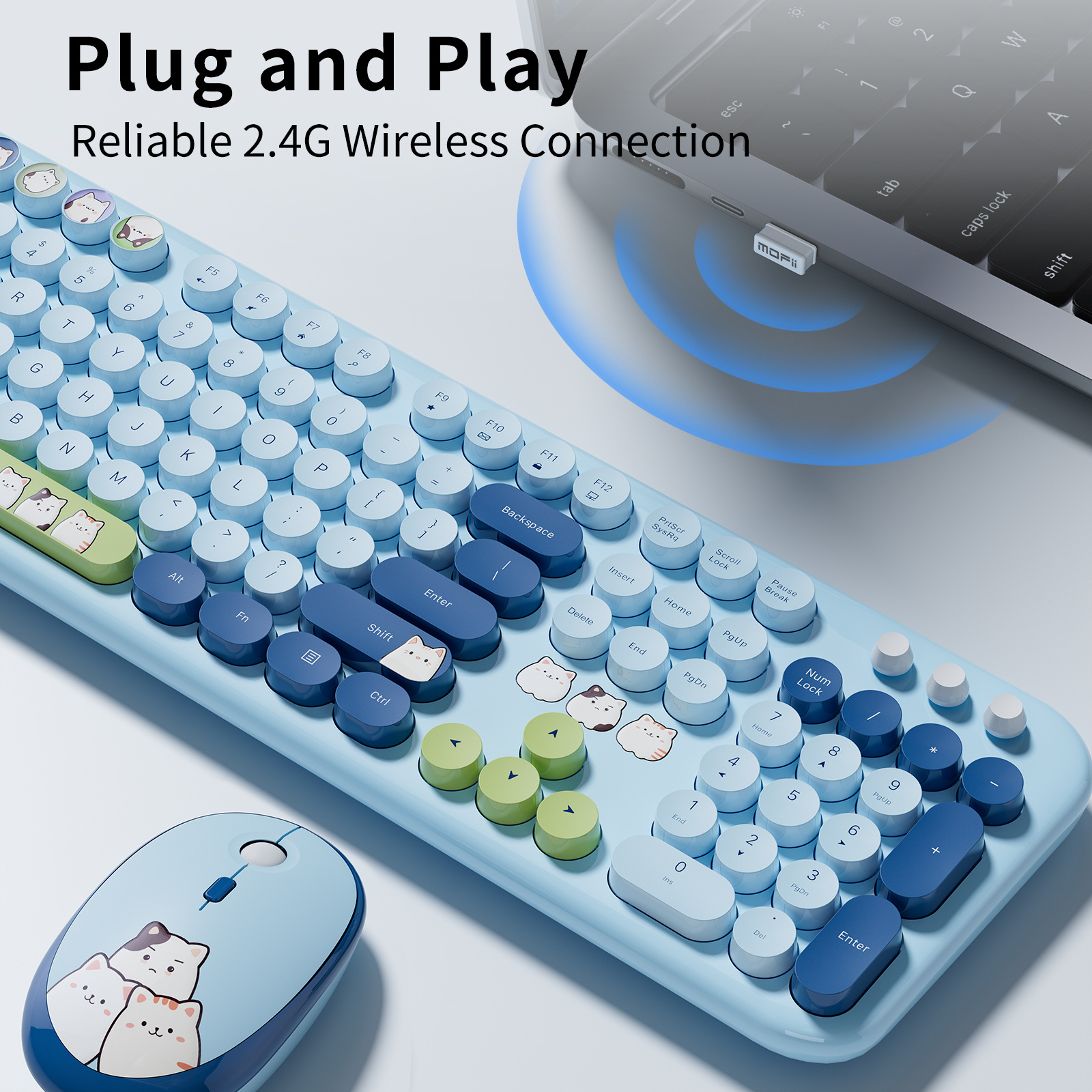 Picture of MOFII Skyscraper 2.4G Wireless Keyboard and Mouse Combination Girls Office High Color Value Mute Keyboard and Mouse suit