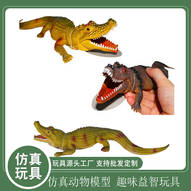 Cross-border Novelty Sounding Small Crocodile Model Toy Simulation Plastic Crocodile Chinese Alligator Tricky Decompression Small Toy