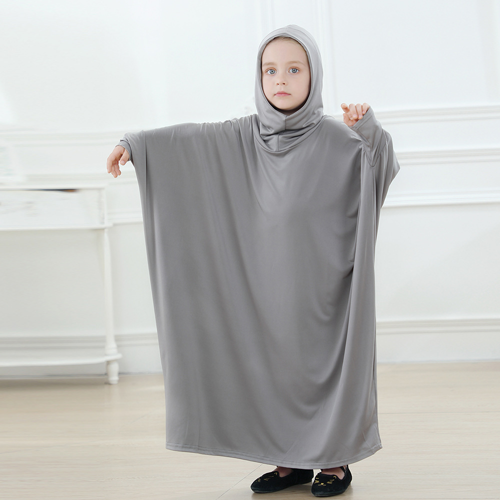 Picture of Large Swing Solid Color Fashion Batwing Sleeve Children's Dress 6399