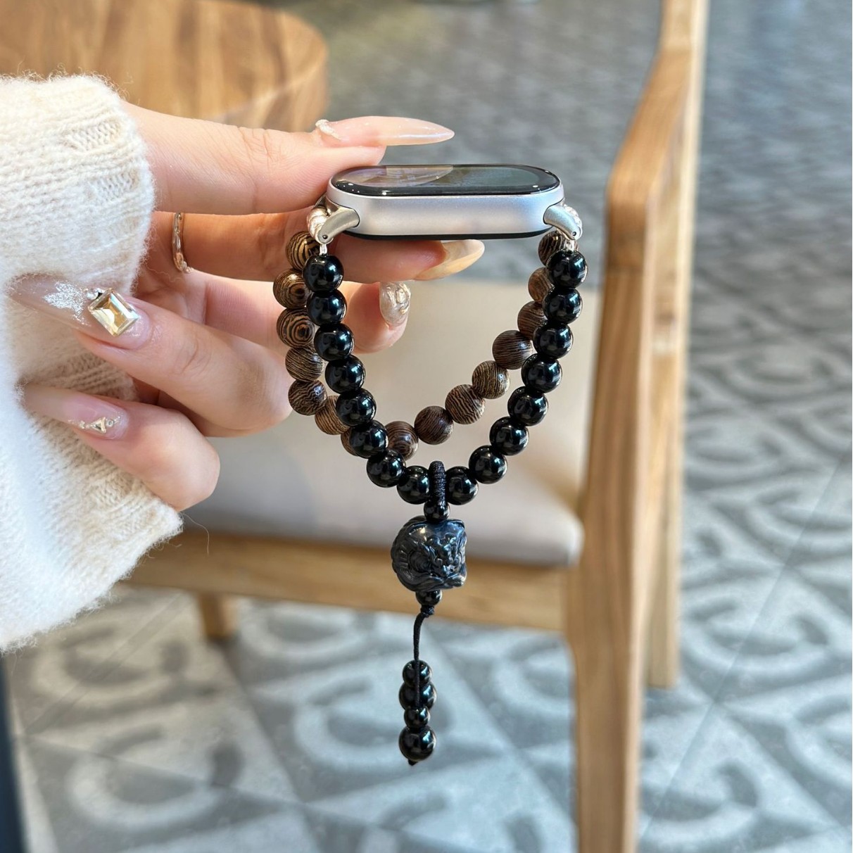 Picture of Suitable for Mi Band 9 Strap 5/6/7/8/8Pro All-match Wristband Buddha Beads Dance Lion Beads 7Pro Watch Strap