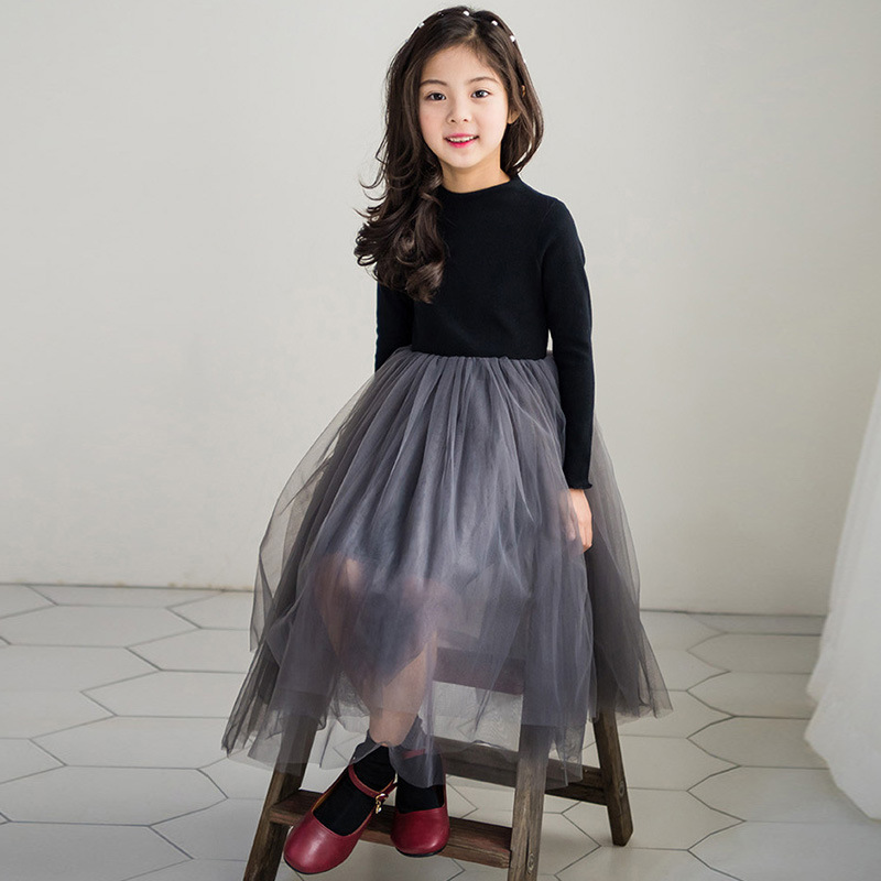 Picture of HT118 Girls' Autumn and Winter 2020 Girls' dress fleece-lined Thickened Korean Style Children's Wear Female Princess Dress Mesh Dress
