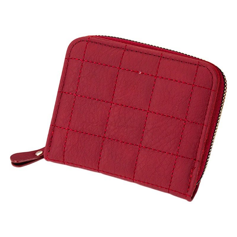 Korean Style Women's Wallet Short Women's New Cross-border Zipper Solid Color Simple Embroidery Line Student Foreign Trade Tofu Small Wallet