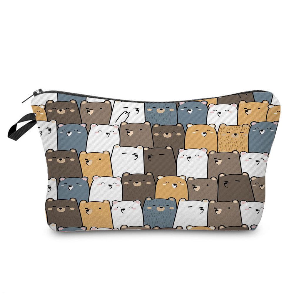 Picture of 2022 creative small portable storage bag multi-functional pencil bag set cute cat Group printing cosmetic bag