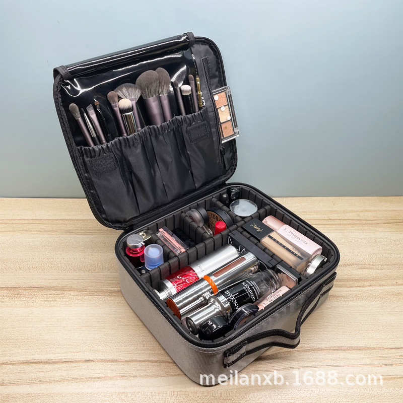 Picture of Amazon Cross-border Cosmetic Bag Large Capacity Simple Waterproof Grey Oxford Cloth Eyelash Embroidery Toolkit
