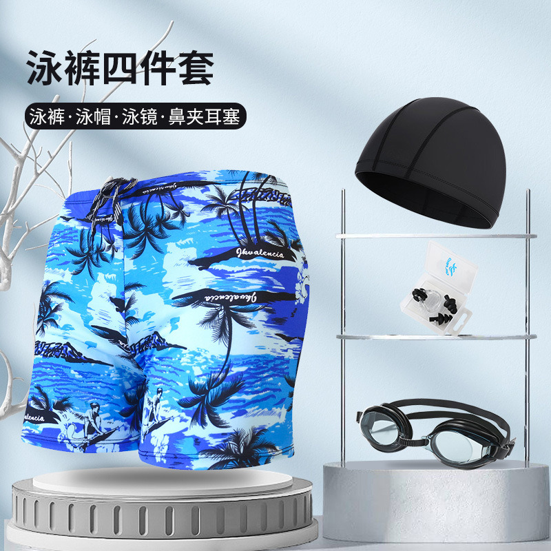 Picture of Explosions swimming trunks adult men's plus size anti-embarrassment boxer men's printing beach hot spring swimming trunks factory wholesale