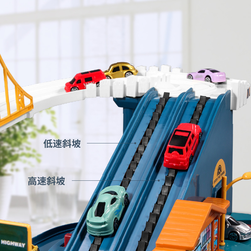 Picture of Children's Dinosaur Panshan Highway City Combination Rail Car Breaking through the Great Adventure Parking Building Educational Toy Boy