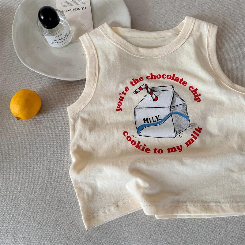Picture of Children's Summer Pure Cotton Vest for Small and Medium-sized Kidsren, Boys and Girls, Thin Sleeveless Top, Cartoon Printed Loose Sweatshirt