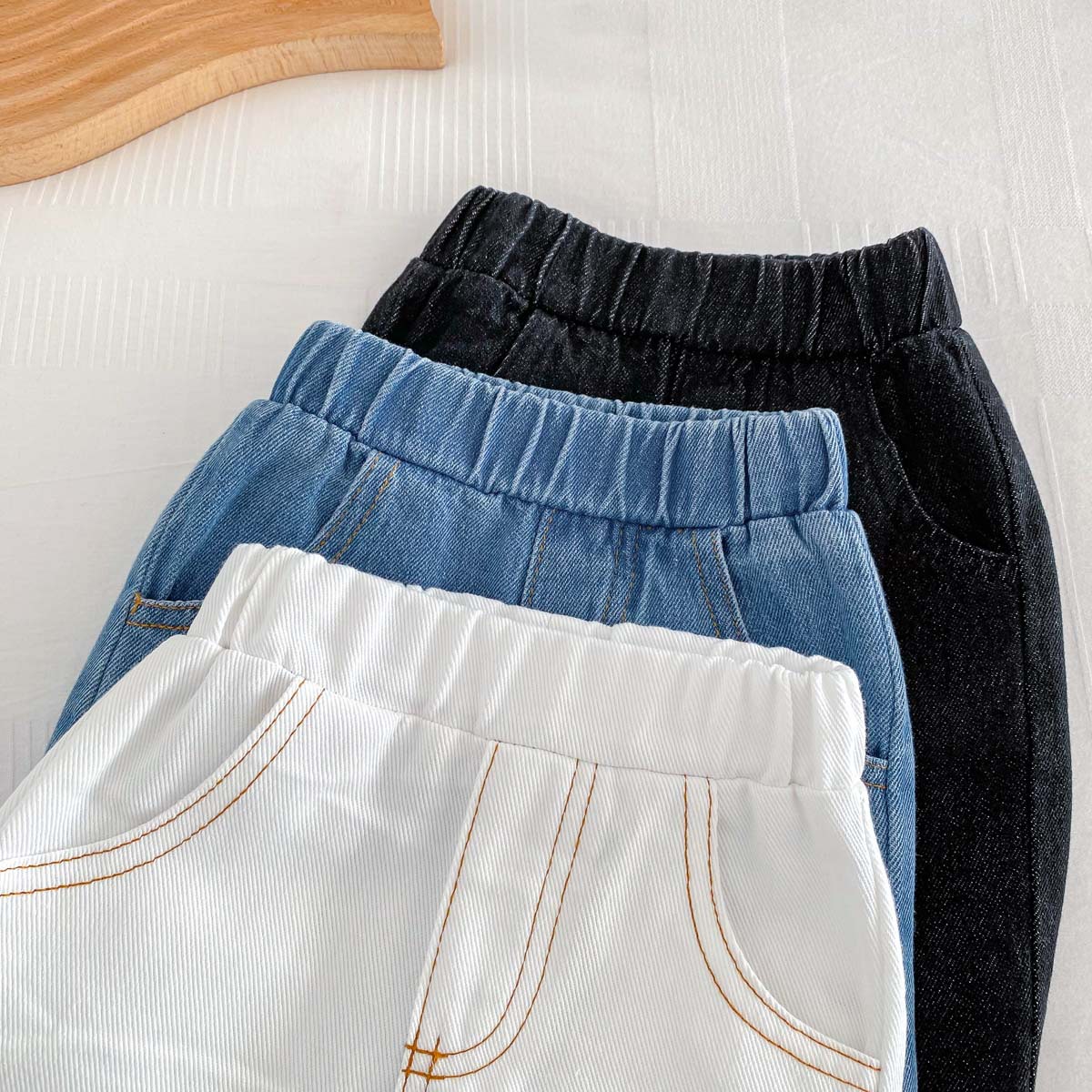 Picture of Children's Pure Color Jeans Baby 0-5 Years Old Korean Style Soft Pants Newborn Boys Simple Autumn Casual Pants