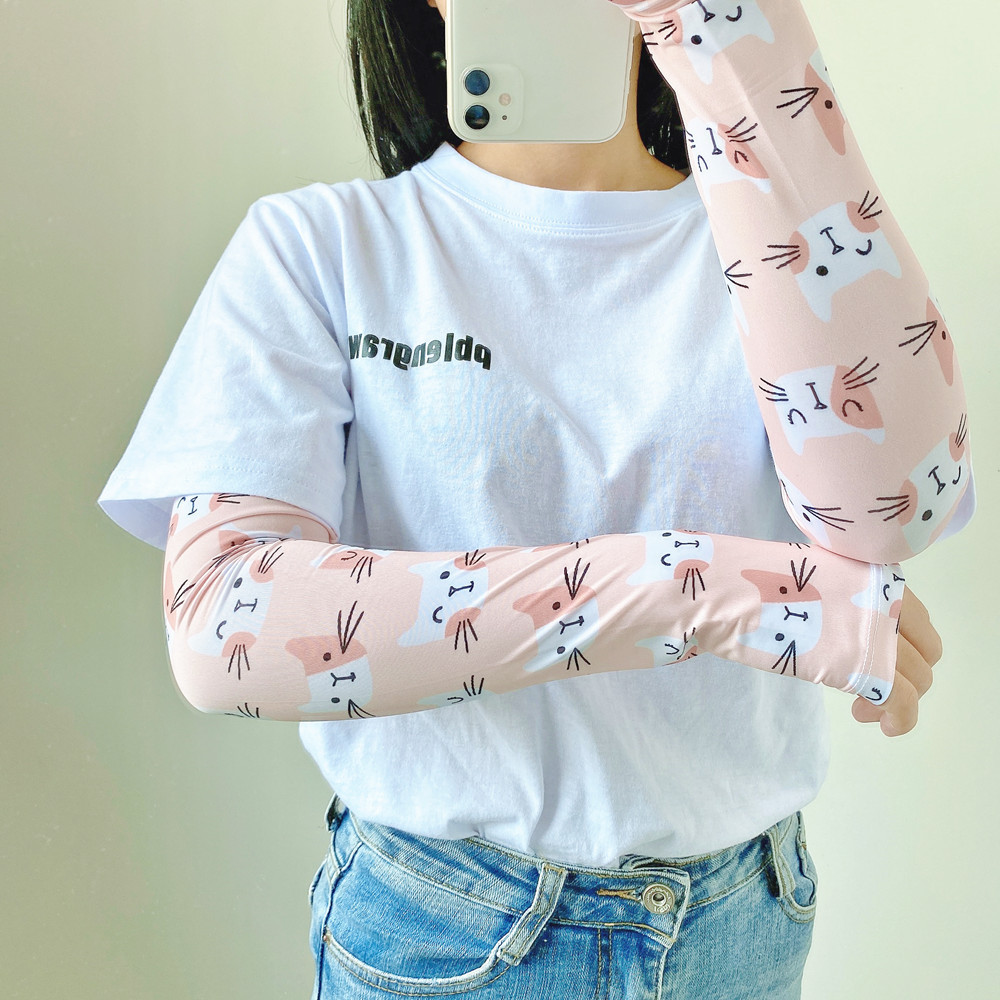 Picture of Cool Summer Sunscreen Ice Silk Sleeve Women's Summer Explosions Cute Girl Style Outdoor UV Protection All-match Ice Sleeve