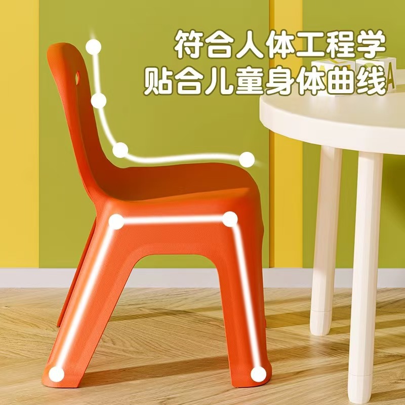 Picture of Thickened Simple Round Plastic Reliable Back Stool Adult Stool Home Living Room Bench Kids Seat Bath Non-Slip