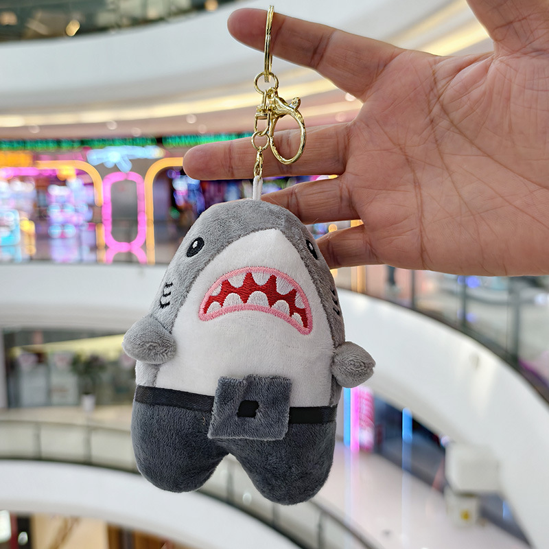 Picture of Marine Animal Shark Doll Creative Plush Doll Small Pendant Keychain School Bag Pendant Grabbing Doll Machine Wholesale