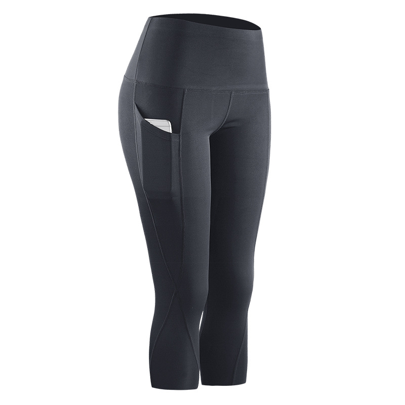 Picture of Yoga Pants Women's High Waist Hip-lifting Elastic Summer Naked Capri Pants Quick-drying Breathable Outer-wear Running Tight Sports Pants