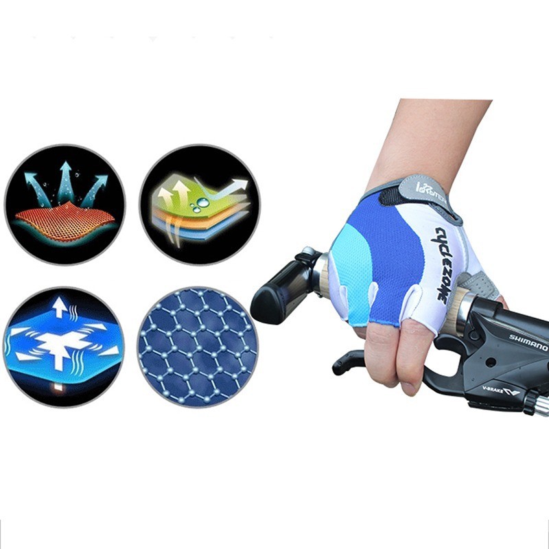 Picture of Outdoor Half-finger Riding Gloves Riding Supplies One-word Rice Half-finger Riding Gloves Mountain Bike Supplies