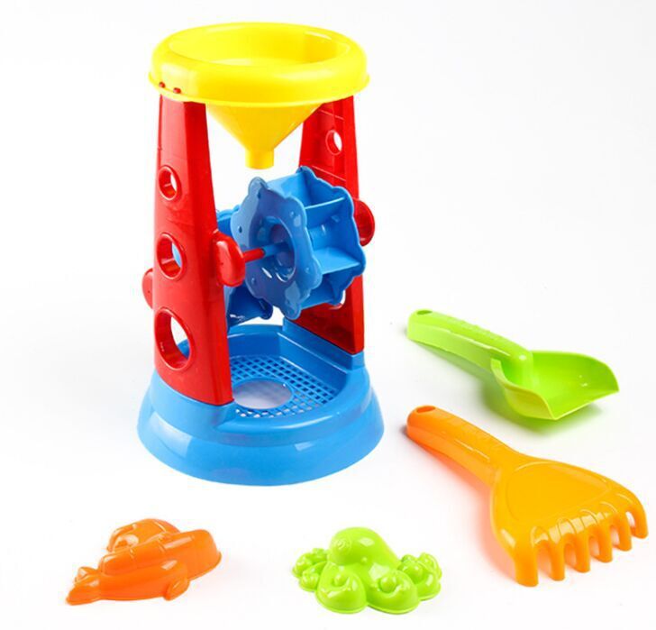 Picture of Children's Large Windmill Beach Set Baby Playing with Sand Cassia Seed Digging Sand Shovel Playing in the Water Interactive Tool Absorbs Water