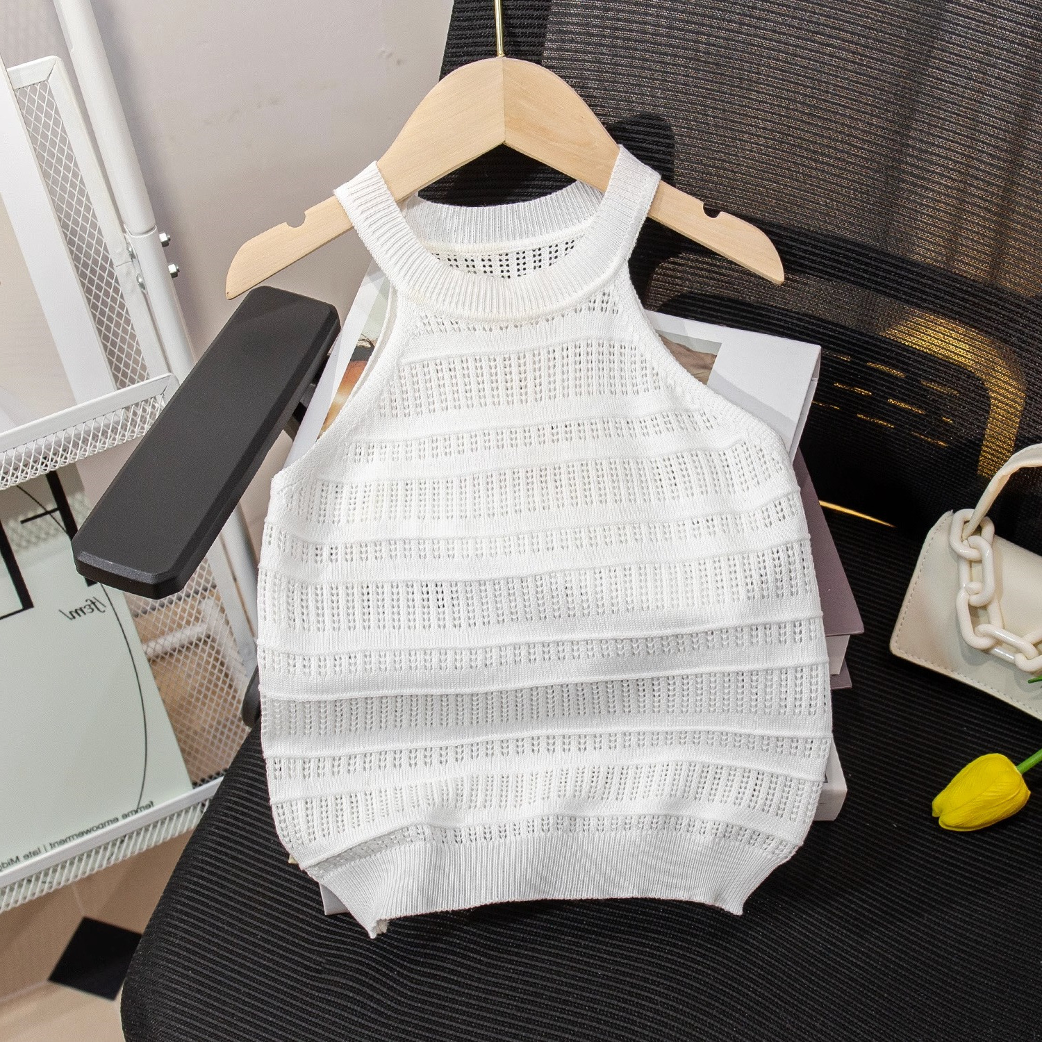 Picture of 2025 New Girls Summer Suspenders Baby Style Tops Children's Summer Cute Easiest for Match Round Neck Thin Vest