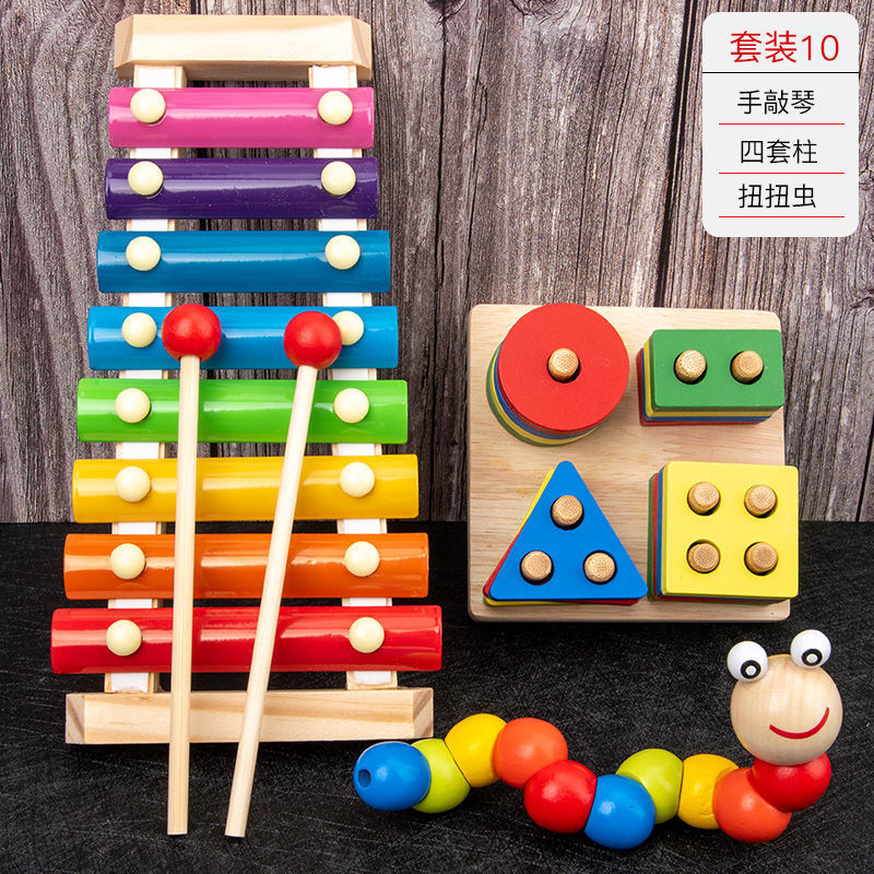 Picture of Percussion Musical Instruments Infants 0-1-2 Years Old Music Enlightenment Wooden Eight-tone Accordion Educational Music Toys