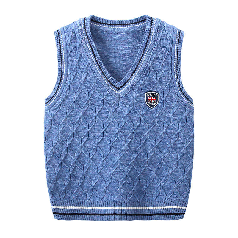 Children's Knitted Vest Autumn and Winter New Boys' Korean-style V-neck Waistcoat Baby Sleeveless Midi Coat