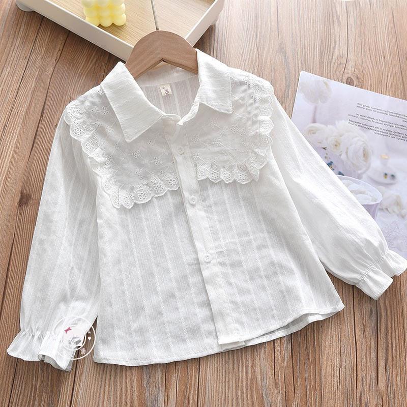 Picture of Shirt lace white girl's bottoming shirt top middle and small children's clothing student long sleeve middle and big children's inner wear overseas