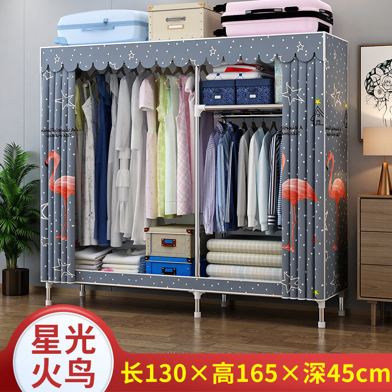 Picture of 2025 New Steel Pipe Fabric Wardrobe Simple Assembly Wardrobe Home Bedroom Cabinet Rental Single Wardrobe