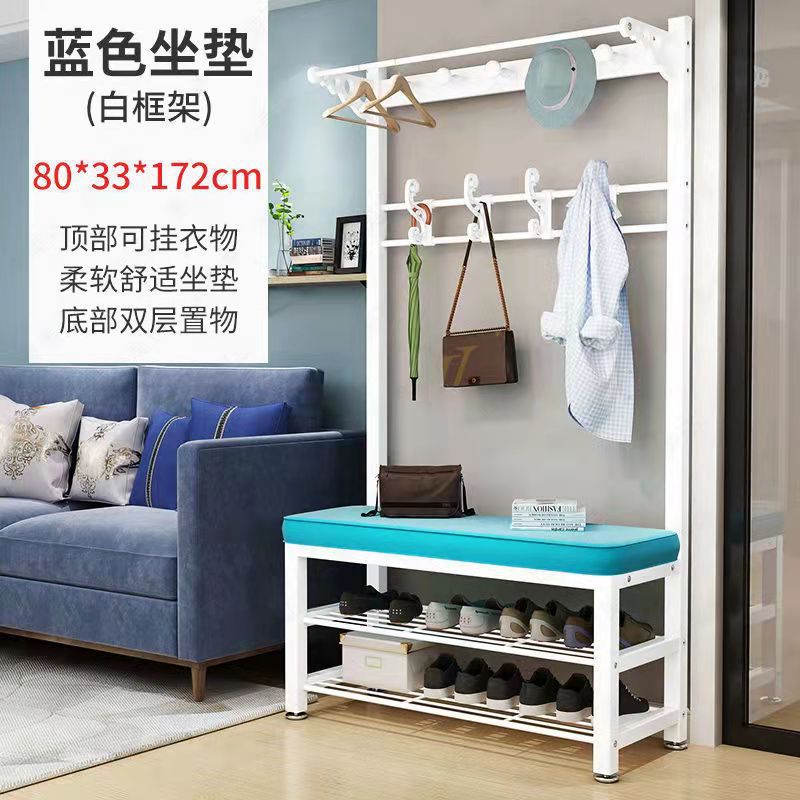 Picture of Shoe Changing Stool Coat Rack Floor Integrated Living Room Bedroom Hanger Door Soft Bag Sitting Simple Shoe Cabinet Rack