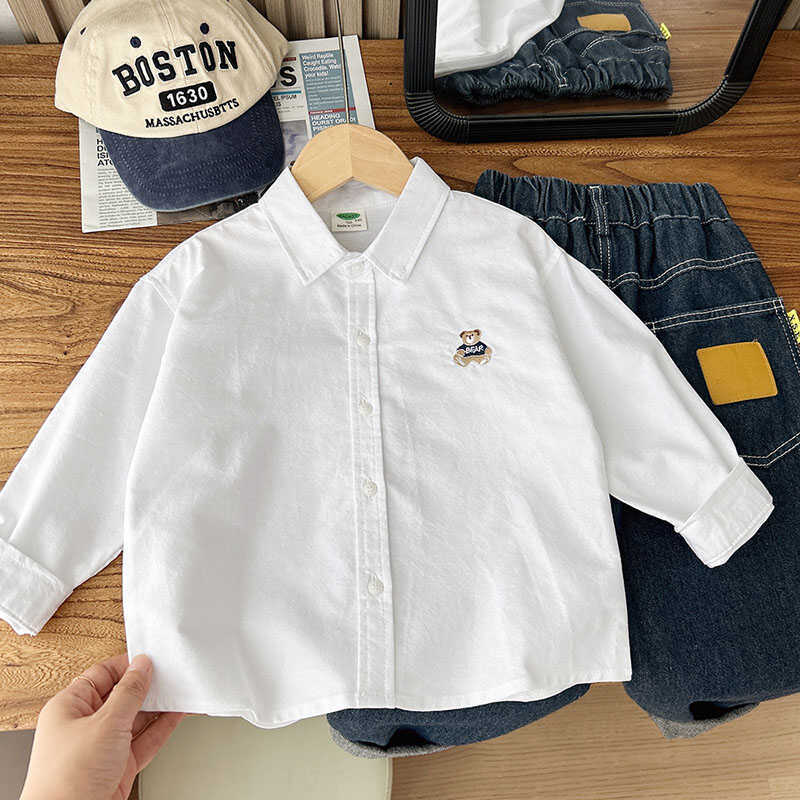 Picture of Men's Children's Cotton Oxford Long Sleeve Shirt 24 Spring and Autumn Korean Baby Loose Western Style Cartoon Soft Top