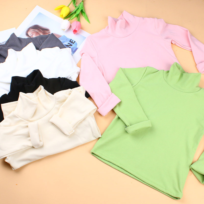 Picture of Autumn and Winter New Style German Velvet Kidsren's Half Turtleneck Bottoming Shirt Pure Color Boys and Girls Baby Thermal Intimates Dropshipping
